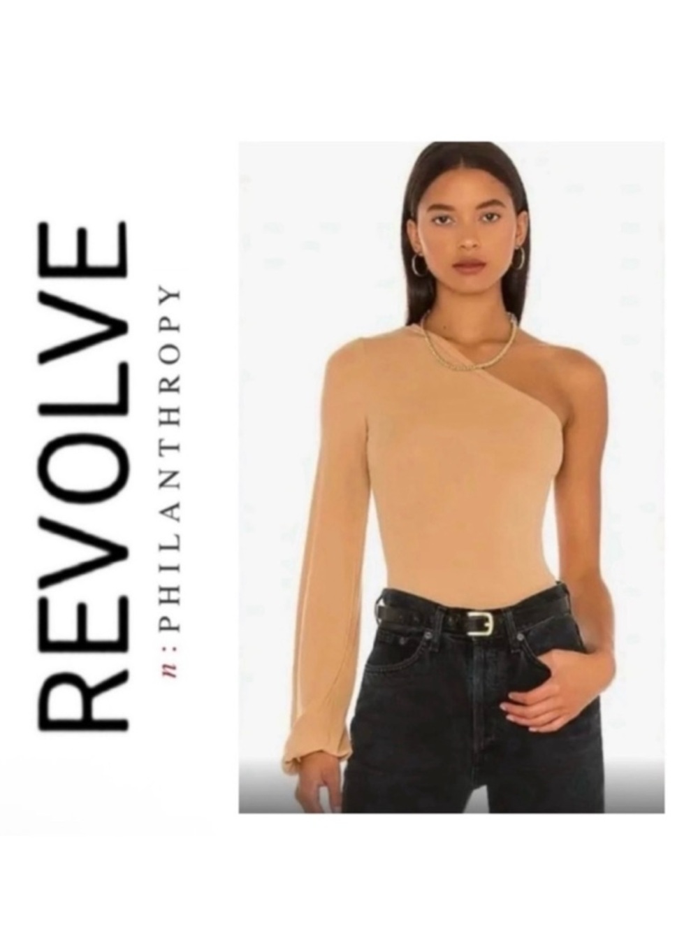 NWT Revolve x n:PHILANTHROPY Dottie One Shoulder Bodysuit in Iced Coffee